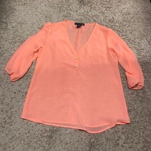 Sheer orange 3/4 sleeve top